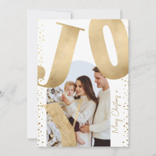 Cartes Pour Fêtes Annuelles Moderne 1 Photo Joyeux Noël Joie Arc Or