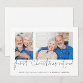 Cartes Pour Fêtes Annuelles Moderne 2 Photos Script Premier Noël Retraité (Devant / Derrière)