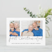 Cartes Pour Fêtes Annuelles Moderne 2 Photos Script Premier Noël Retraité (Debout devant)