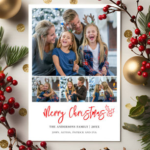 Cartes Pour Fêtes Annuelles Moderne 4 photos collage Famille Noël