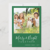 Cartes Pour Fêtes Annuelles Moderne 4 photos Joyeux Noël vert et lumineux (Devant)