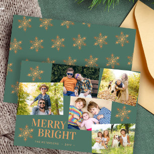 Cartes Pour Fêtes Annuelles Moderne 5 photo collage or flocons de neige Noël