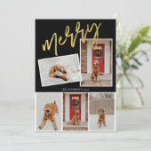 Cartes Pour Fêtes Annuelles Moderne 5 Photo Or Merry Script Photo (Debout devant)