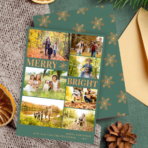 Cartes Pour Fêtes Annuelles Moderne 7 photo collage or flocon de neige Noël