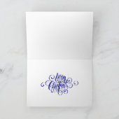 Cartes Pour Fêtes Annuelles Moderne Bleu Noël Fantaisie Joyeux Noël Script (Intérieur)