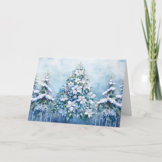 Cartes Pour Fêtes Annuelles Moderne Bleu Noël Fantaisie Joyeux Noël Script (Devant)