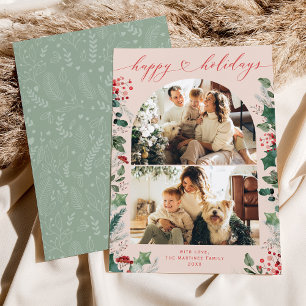 Cartes Pour Fêtes Annuelles Moderne Chic 2 Photo Greenery 