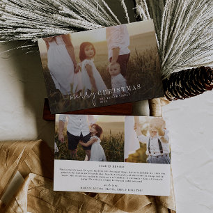 Cartes Pour Fêtes Annuelles Moderne Chic Photo Overlay Family News Noël