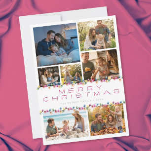 Cartes Pour Fêtes Annuelles Moderne collage de 7 photos Joyeux Noël lumières