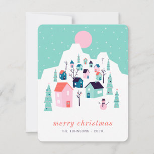 Cartes Pour Fêtes Annuelles Moderne Cute Nordic Winter Mountain Village
