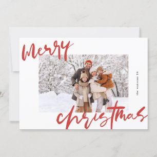 Cartes Pour Fêtes Annuelles moderne design blanc & rouge photo joyeux noël