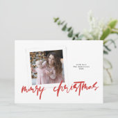 Cartes Pour Fêtes Annuelles moderne design rouge blanc joyeux photo de noël (Debout devant)