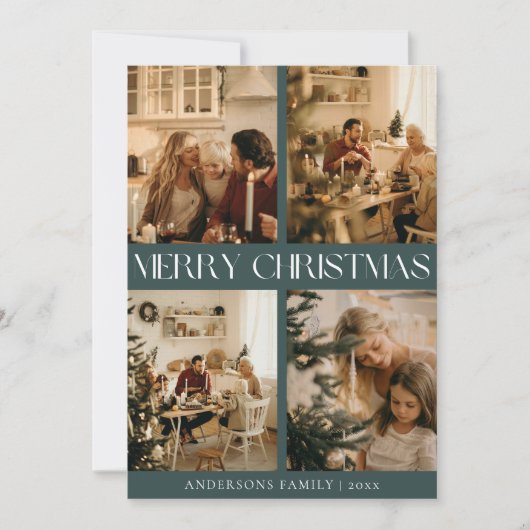 Cartes Pour Fêtes Annuelles Moderne Design Scandinave Vert Simple Noël (Devant)