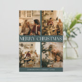 Cartes Pour Fêtes Annuelles Moderne Design Scandinave Vert Simple Noël (Debout devant)