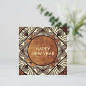 Cartes Pour Fêtes Annuelles Moderne élégant Bois élégant Cadre Art Déco Nouvel (Debout devant)