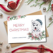Cartes Pour Fêtes Annuelles Moderne Elegant Chien Husky Joyeux Noël Affaires