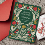 Cartes Pour Fêtes Annuelles Moderne élégant Folk Floral Noël plié<br><div class="desc">Célébrez la saison avec cette charmante carte de vacances d'inspiration folklorique, avec un design botanique dessiné à la main dans des tons riches et festifs. Fleurons audacieux et verdure vinicole se distinguent par un arrière - plan vert de forêt profonde, créant un design dynamique et confortable qui se sent à...</div>