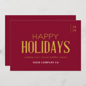 Cartes Pour Fêtes Annuelles Moderne Elegant Gold Business Entreprise Bourgogne (Devant / Derrière)