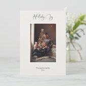 Cartes Pour Fêtes Annuelles Moderne Elegant Holiday Joy Script Photo (Debout devant)