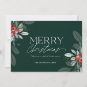 Cartes Pour Fêtes Annuelles Moderne Elégant Joyeux Noël Verdure Appartement (Devant)