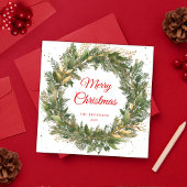 Cartes Pour Fêtes Annuelles Moderne Elégant Noël Botanique Verdure Wreath
