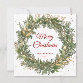 Cartes Pour Fêtes Annuelles Moderne Elégant Noël Botanique Verdure Wreath (Devant)