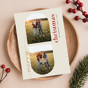 Cartes Pour Fêtes Annuelles Moderne Élégant Photo de Famille en Arc de Noël