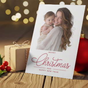 Cartes Pour Fêtes Annuelles Moderne Élégant Photo de Noël en écriture rouge Jo
