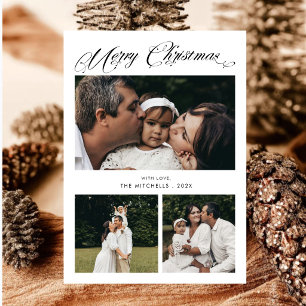 Cartes Pour Fêtes Annuelles Moderne Élégante Calligraphie Joyeux Noël 4 Photo
