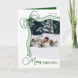 Cartes Pour Fêtes Annuelles Moderne Fantaisiste Photo de Noël avec un Nœud Pap