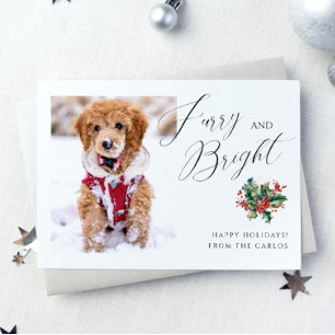Cartes Pour Fêtes Annuelles Moderne Fourrure et Lumineux Photo de Noël de Co