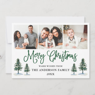 Cartes Pour Fêtes Annuelles Moderne Fun Calligraphie Pines 3 Photo Noël
