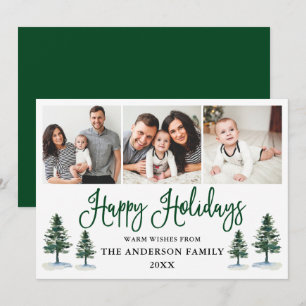 Cartes Pour Fêtes Annuelles Moderne Fun Calligraphie Pines 3 Photo Vert