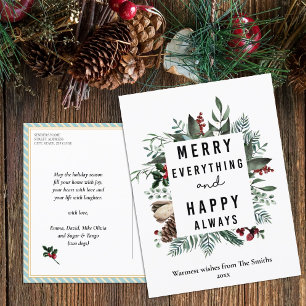 Cartes Pour Fêtes Annuelles Moderne Green Foliing Fun Script Magnolia Floral