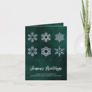 Cartes Pour Fêtes Annuelles Moderne Green Silver Snowflakes
