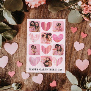 Cartes Pour Fêtes Annuelles Moderne Happy Galentine Coeurs rose & Photo