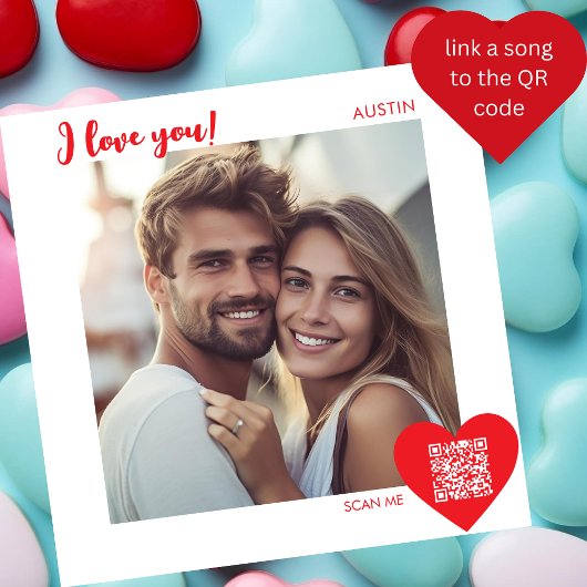 Cartes Pour Fêtes Annuelles Moderne JE T'AIME, votre photo de la Saint-Valenti