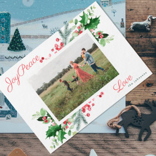 Cartes Pour Fêtes Annuelles Moderne Joie Paix Amour Feuillage de verdure P