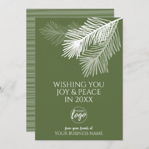 Cartes Pour Fêtes Annuelles Moderne Joy Peace Pine Branches Ajouter LOGO - Aff