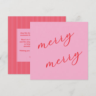 Cartes Pour Fêtes Annuelles Moderne Joyeuse Écriture Élégante Noël Rose & Roug