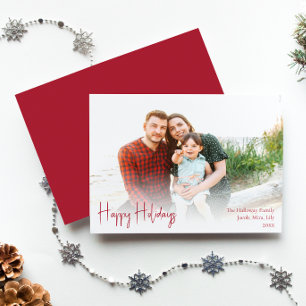 Cartes Pour Fêtes Annuelles Moderne Joyeuses Fêtes Photo pleine rouge