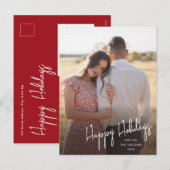 Cartes Pour Fêtes Annuelles Moderne Joyeuses Fêtes Script Simple Photo (Devant / Derrière)