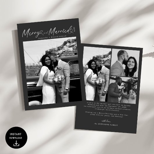 Cartes Pour Fêtes Annuelles Moderne Joyeux et Mariés Script Noël