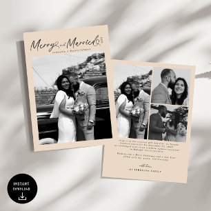 Cartes Pour Fêtes Annuelles Moderne Joyeux et Mariés Script Noël pour Nouveaux