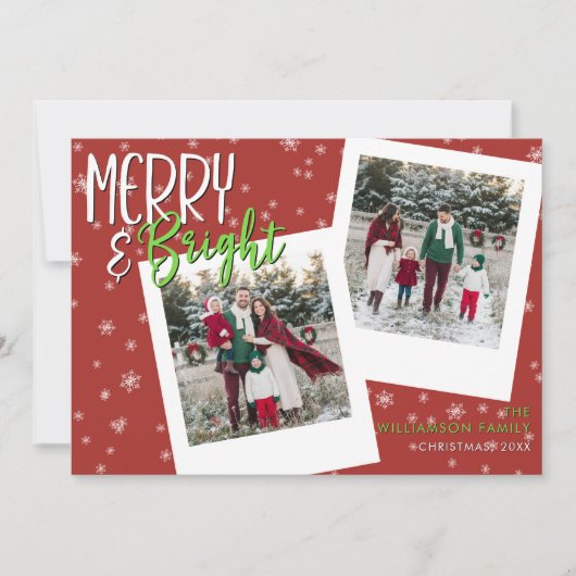 Cartes Pour Fêtes Annuelles Moderne Joyeux & Lumineux Flocon de Neige Photo (Devant)