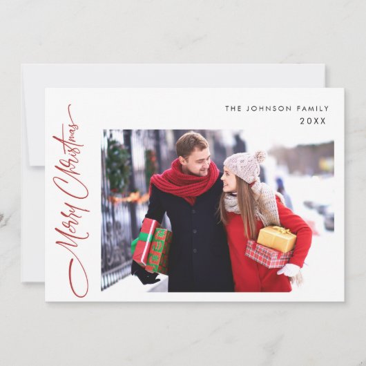 Cartes Pour Fêtes Annuelles Moderne Joyeux Noël 2 PHOTO Salutation QR code (Devant)