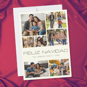 Cartes Pour Fêtes Annuelles Moderne Joyeux Noël 7 Photo Collage en Ivoire
