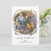 Cartes Pour Fêtes Annuelles Moderne Joyeux Noël Amour Script Wreath 2 Photo (Debout devant)