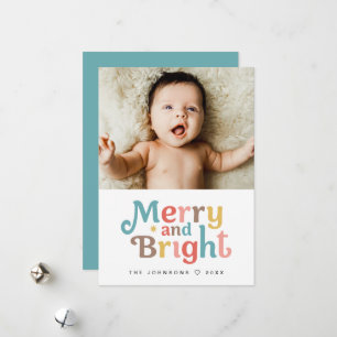 Cartes Pour Fêtes Annuelles Moderne Joyeux Noël Bébé Photo Merry et Bright