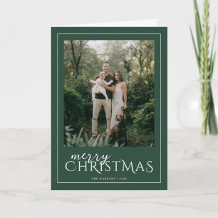 Cartes Pour Fêtes Annuelles Moderne Joyeux Noël Photo Cadre Vert
